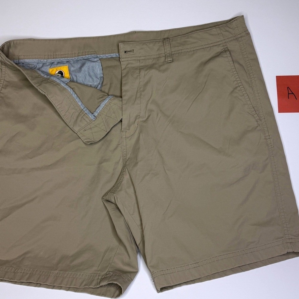 Duck Head Gold Series Mens Khaki Chino Shorts Tan Flat Front Size 38 Stretch